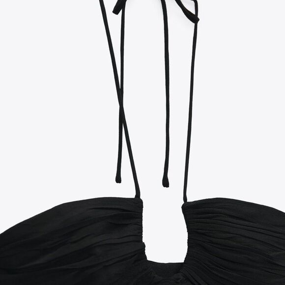ZARA Black Draped Crop Top - Picture 9 of 12